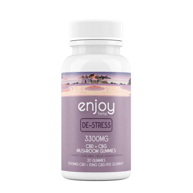 Enjoy Hemp 3300 mg CBD+Mushroom Gummies For De-Stress - Full Spectrum CBD + CBG + Mushrooms + Ashwagandha