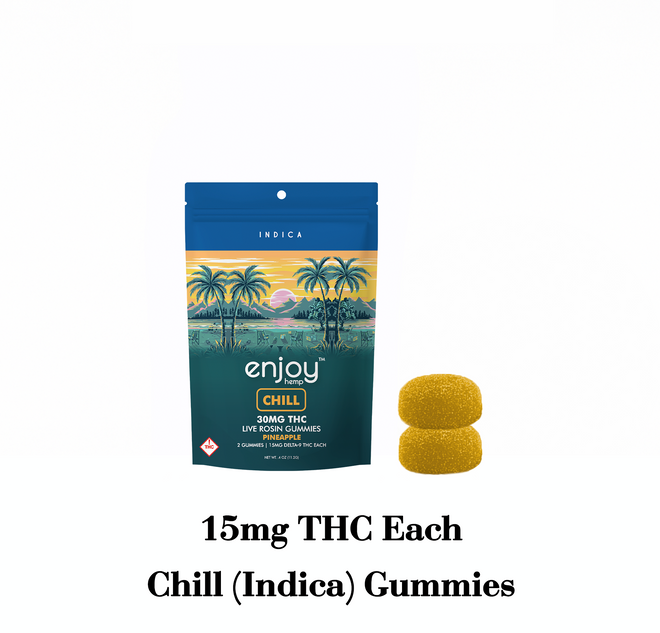 Enjoy Hemp Live Rosin 30 mg Delta 9 THC Gummies for Chill - Indica-Infused Pineapple